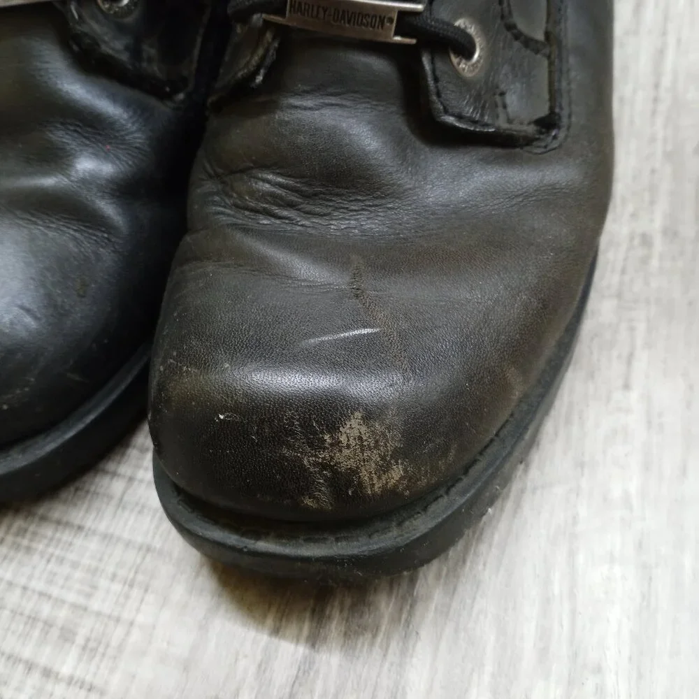 Harley Davidson Chukka Motorcycle Boots Black Leather Side Zip